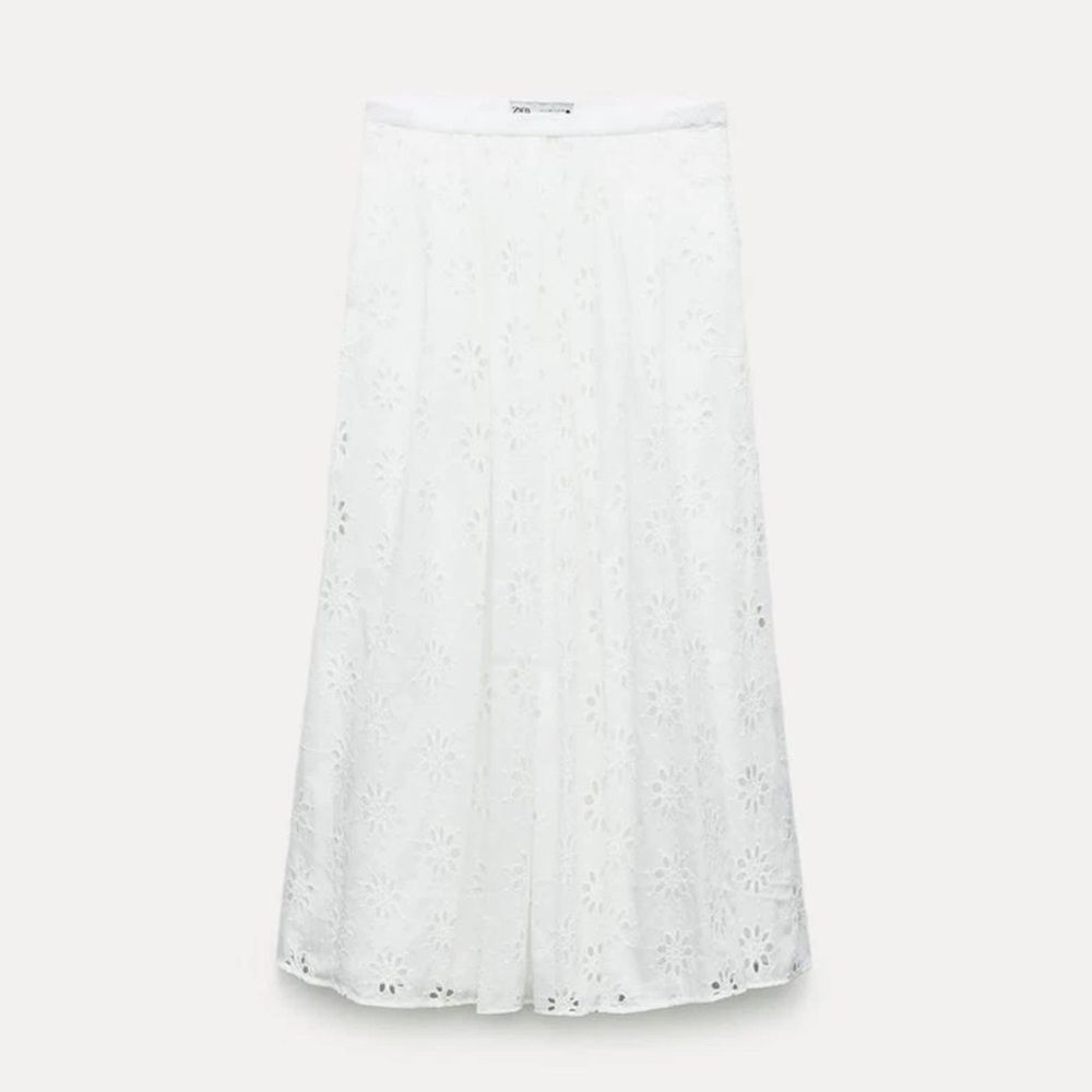NWT Zara Women’s Cotton Lined Embroidered Eyelet Maxi Skirt Size XL - Picture 15 of 15